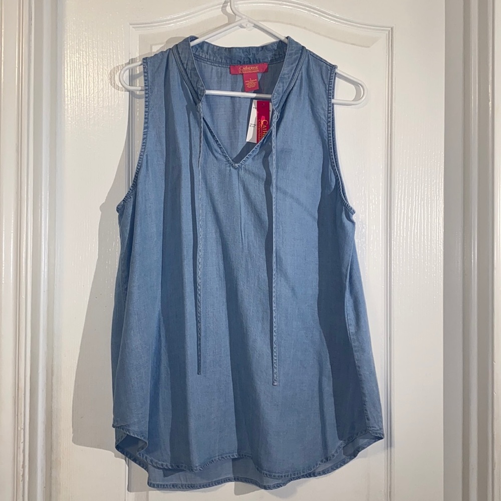 Catherine Malandrino Blue Jean Top Size Large